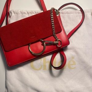 CHLOE Faye Small Shoulder Bag in smooth and suede calfskin